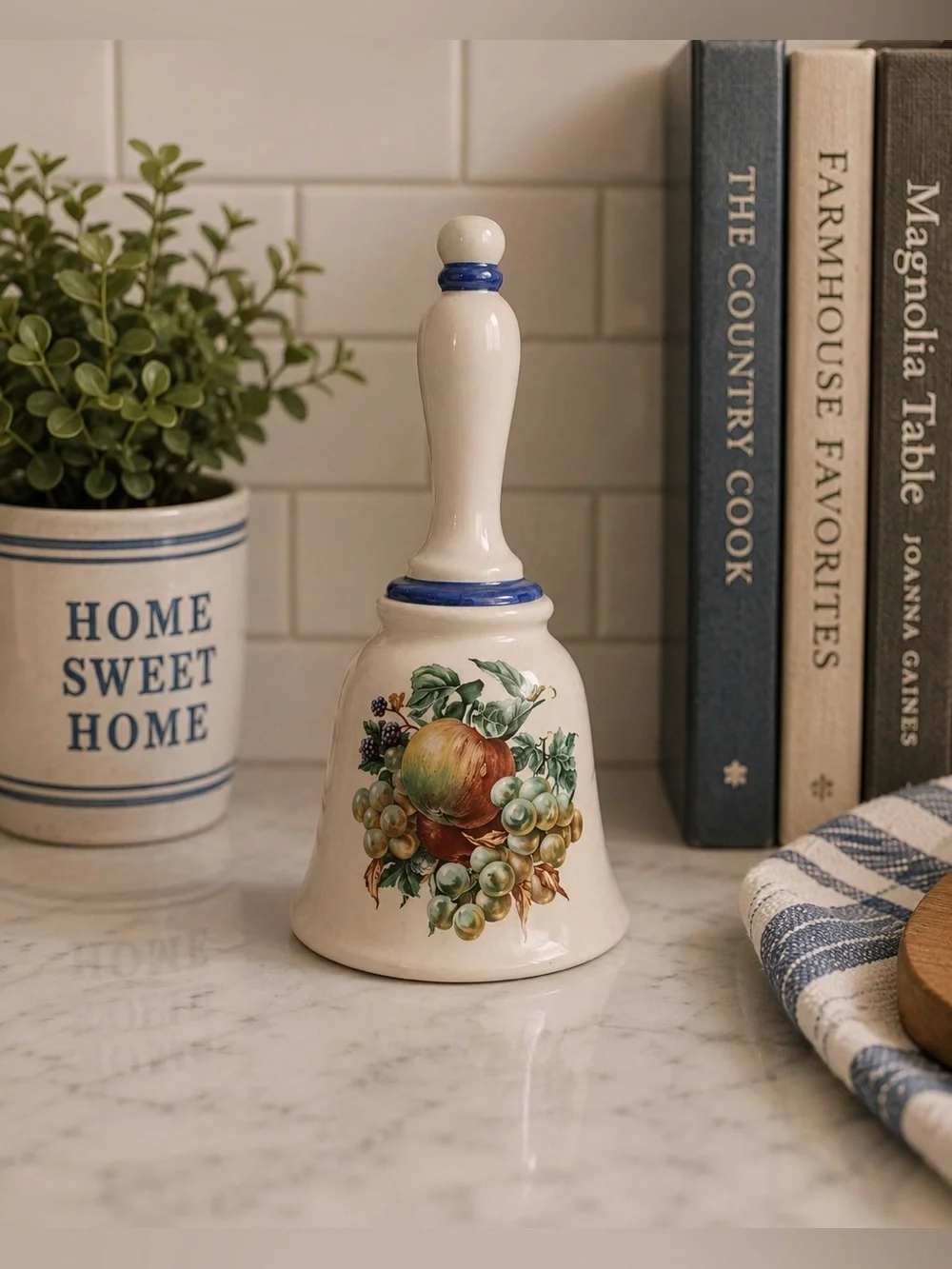 Vintage Ceramic Fruit Bell | Decorative Collectible Bell Cottage Kitchen Decor